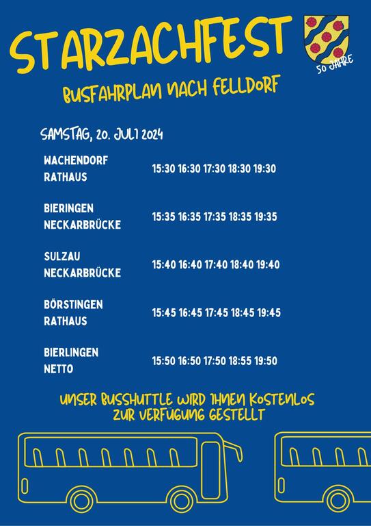 Busfahrplan Samstag 20. Juli 2024 